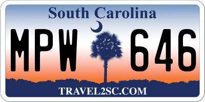 SC license plate MPW646