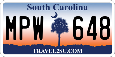 SC license plate MPW648