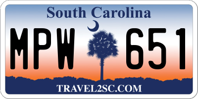 SC license plate MPW651