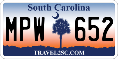 SC license plate MPW652