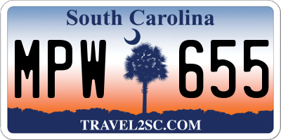 SC license plate MPW655