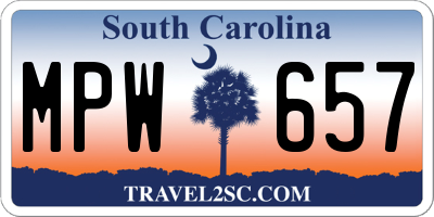 SC license plate MPW657