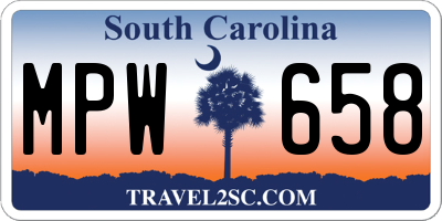 SC license plate MPW658