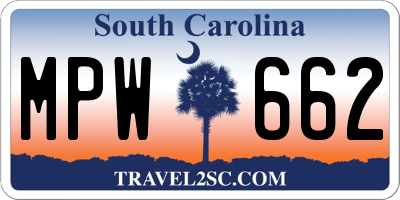 SC license plate MPW662