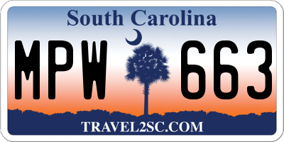 SC license plate MPW663