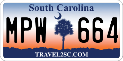 SC license plate MPW664