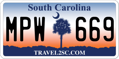 SC license plate MPW669