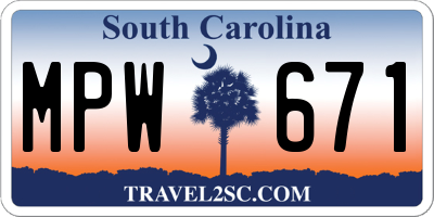 SC license plate MPW671
