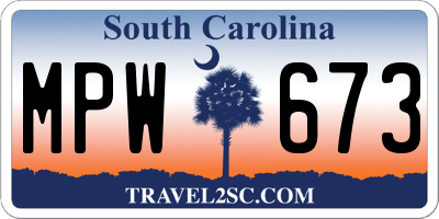 SC license plate MPW673