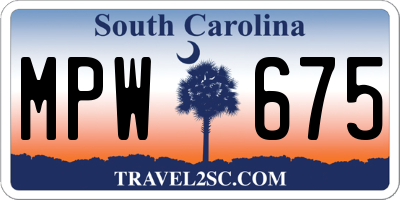 SC license plate MPW675