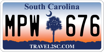 SC license plate MPW676