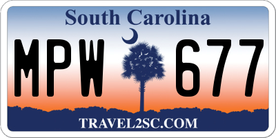 SC license plate MPW677