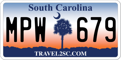 SC license plate MPW679