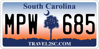 SC license plate MPW685