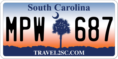 SC license plate MPW687