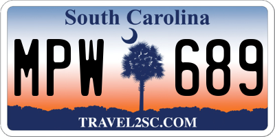 SC license plate MPW689