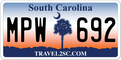 SC license plate MPW692