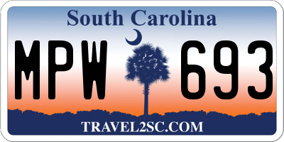 SC license plate MPW693