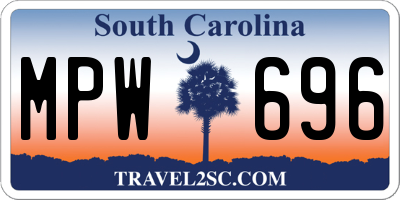 SC license plate MPW696