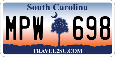 SC license plate MPW698