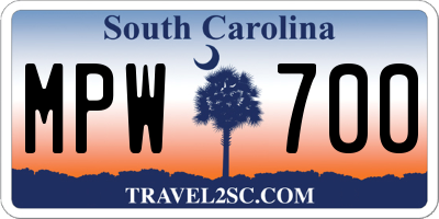 SC license plate MPW700