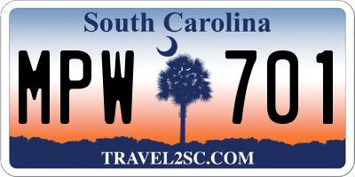 SC license plate MPW701
