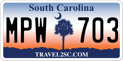SC license plate MPW703
