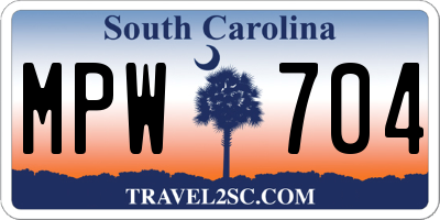 SC license plate MPW704