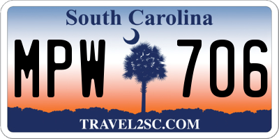 SC license plate MPW706