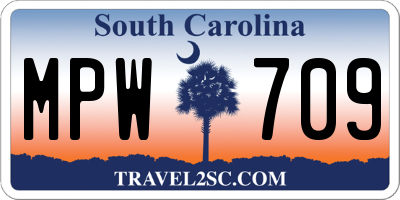 SC license plate MPW709
