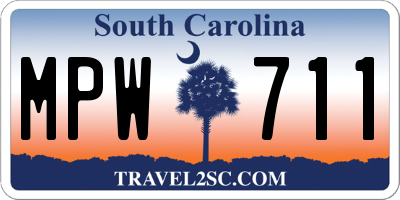 SC license plate MPW711