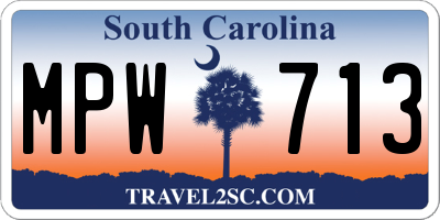 SC license plate MPW713