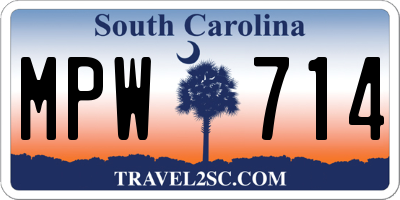 SC license plate MPW714