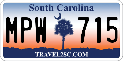 SC license plate MPW715