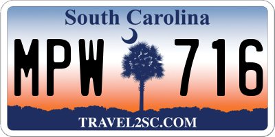 SC license plate MPW716