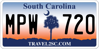 SC license plate MPW720