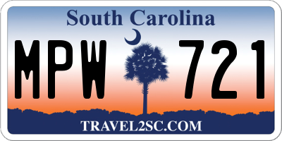 SC license plate MPW721