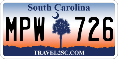 SC license plate MPW726
