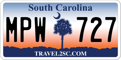 SC license plate MPW727