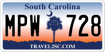 SC license plate MPW728