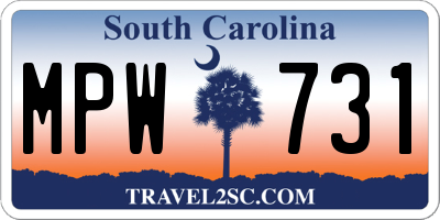 SC license plate MPW731