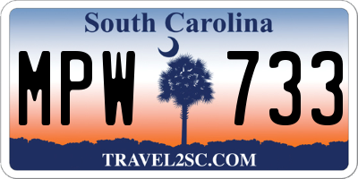 SC license plate MPW733