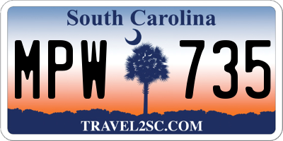 SC license plate MPW735