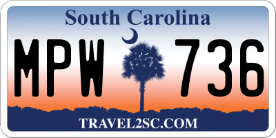 SC license plate MPW736