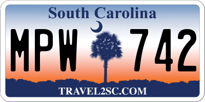 SC license plate MPW742