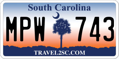 SC license plate MPW743