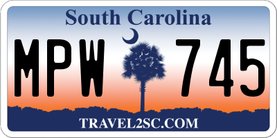 SC license plate MPW745