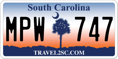 SC license plate MPW747
