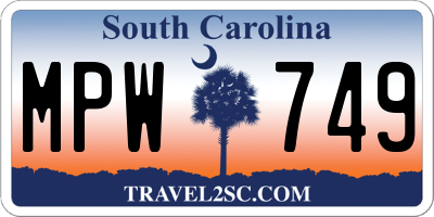 SC license plate MPW749