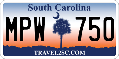 SC license plate MPW750